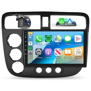 9-Inch Touchscreen Car Radio for Honda Civic 2001-2005, Android 15 2+64G Plug-and-Play Car Stereo with Wireless CarPlay Touchscreen, Android Auto, GPS Navigation, Wi-Fi, Bluetooth, FM/RDS, MirrorLink, SWC, Backup Camera fathersdaygift
