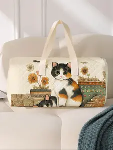 Cat Pattern Large Capacity Travel Duffel Bag, Portable Overnight Bag, Fashion Travel Bag, Yoga Training Bag, Portable Crossbody Bag with Shoe Storage, Traveling Bag, Travel Essentials Bag, Fashionable Duffel Bag
