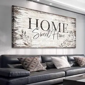 Wooden Framed Canvas Painting 1 piece 2D flat framed. Every family has this theme wall art decoration painting, suitable for Easter, Mother's Day, Wrapped in canvas