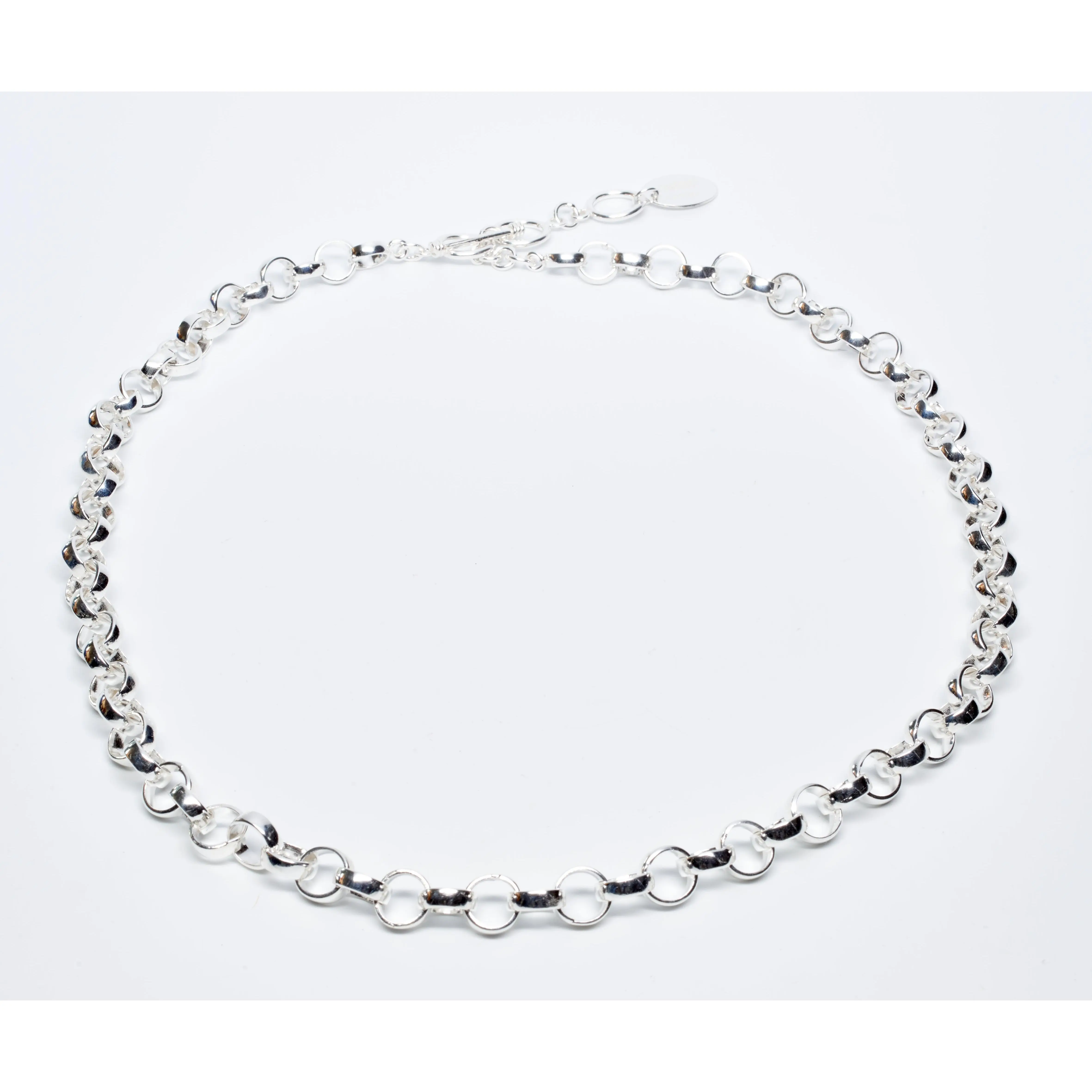 Domed Circle Sterling Silver Necklace