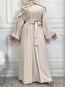 Two-piece Set Women's Solid Belted Long Outwear & Tank Dress, Casual Long Sleeve Open Front Outerwear & Dress, Ladies Tummy Flattering Modesty Clothing for All Seasons, Two Piece Set Women, Co-ord Sets