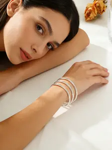 Women's Fashion Simple Stainless Steel Bracelets Set, Retro Style Link Design, Daily Wear Accessories, 3 Pieces