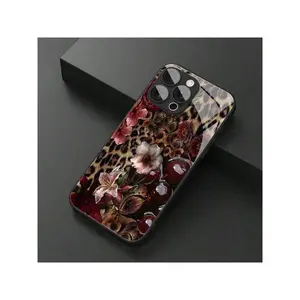 1pc Vintage Lily Flower Elegant Pattern Glass Material Phone Case, High-End Atmospheric, Compatible With IPhone, TSuitable For IPhone17/IPhone17 Air/IPhone17 Pro/IPhone17 Pro Max/16 Pro Max/15 Pro Max/14 Pro Max/13 Pro Max/12 Pro Max