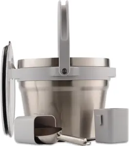 Large Insulated Ice Bucket with Lid  Stainless  Ice Bucket and Scoop  Ice Buckets for Parties, Bars  Ice Bucket with Lid and Scoop  Outdoor Ice Bucket, Champagne ( Stainless)