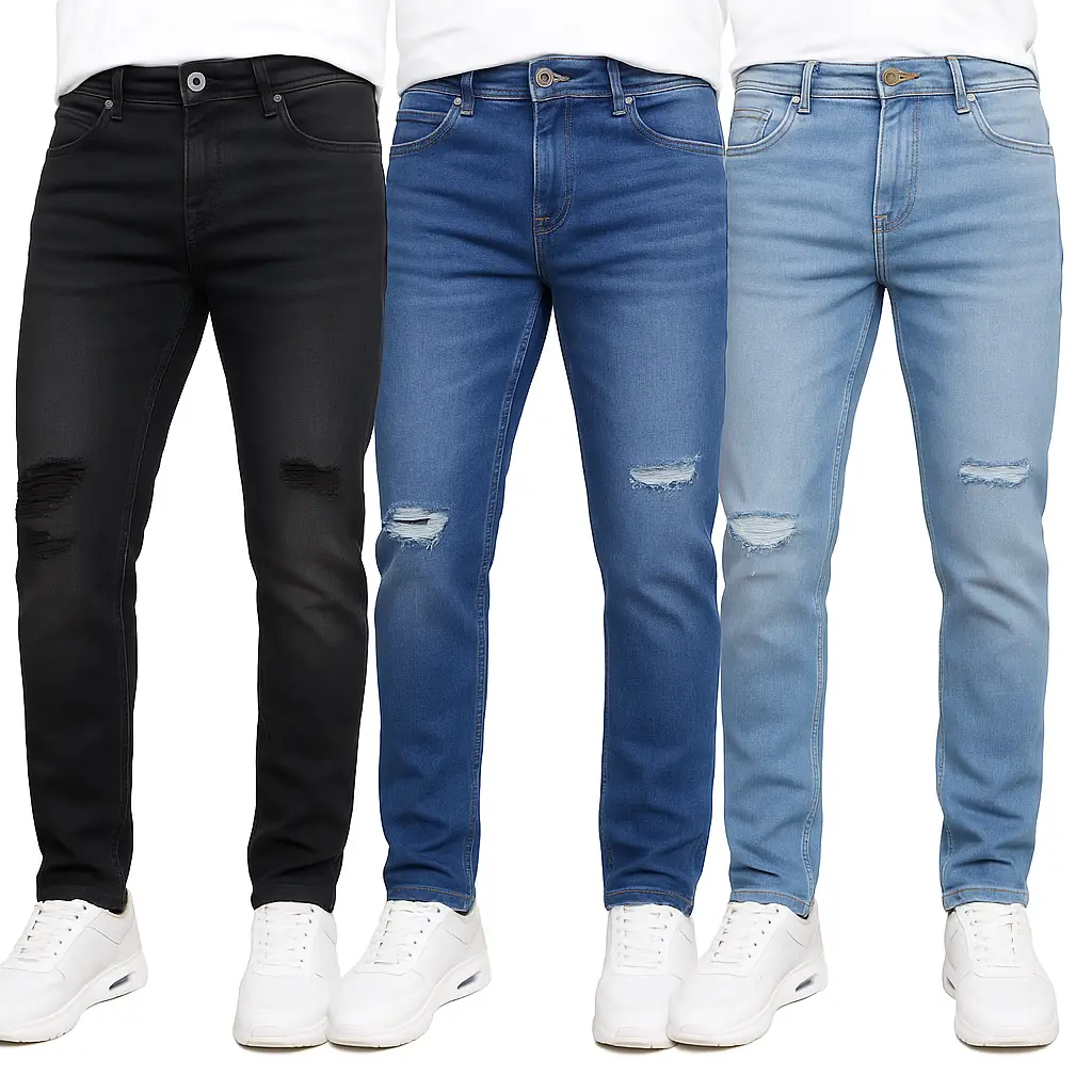 Men's Multi Pack Stretch Ripped Jeans