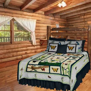 Flutterring Butterflies Quilt, Hand cut and Appliqued cotton fabric motifs.