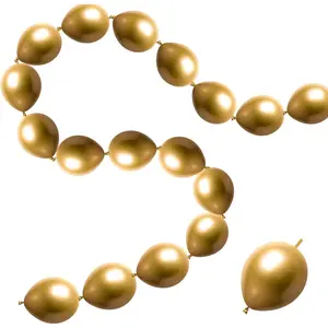 50 Pcs Quick Link Balloons - Gold Metallic Chrome 6 inch, Latex Linking Balloons for Balloon Wall/Arches/Chains, Birthday Party Wedding Anniversary Graduation Arch Party Decor