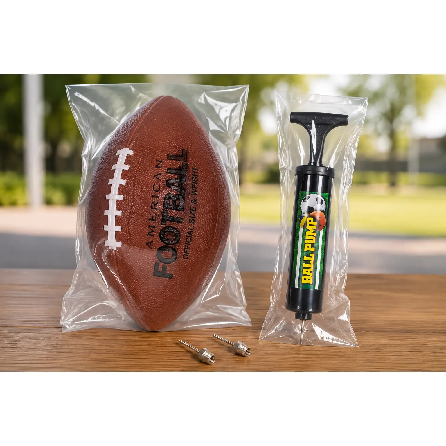 11" Regulation Size American Football with 8" Mini Ball Pump & 2 Inflation Needles – Sports Ball Set for Practice, Outdoor Play, Game Prizes & Gifts, Ages 8+