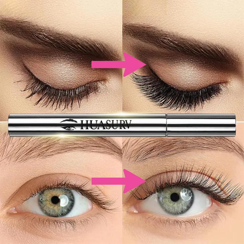 [Stocking Stuffers][Holiday Gifts][3 PCS][Gifts for Girls] HUASURV Lengthening Mascara - Natural Length - Volumizing - Curling Mascara - Beginner Friendly, Slim Brush Head, Easy Application, Black Mascara for Fuller Lashes, Minimal Water Resistance 9181-2