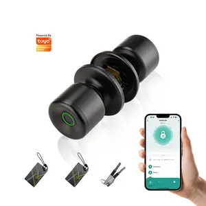 Smart Fingerprint Door Lock Black Cylinder 3 in 1 Keyless Entry with App Control Backup Key Local Data Storage for Bedroom Door Apartment Garage Home Office