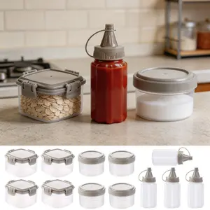 12 Pcs Mini Plastic Sauce Squeeze Bottle Seasoning Box Salad Dressing Containers Outdoor Barbecue Kitchen Accessories (Transparent color)