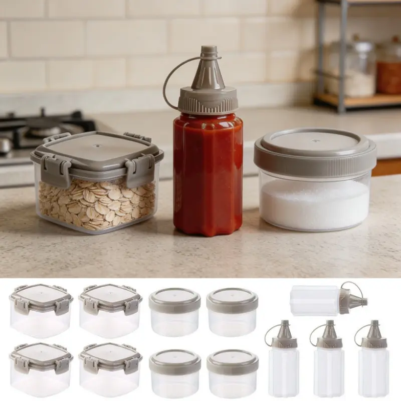12 Pcs Mini Plastic Sauce Squeeze Bottle Seasoning Box Salad Dressing Containers Outdoor Barbecue Kitchen Accessories (Transparent color)