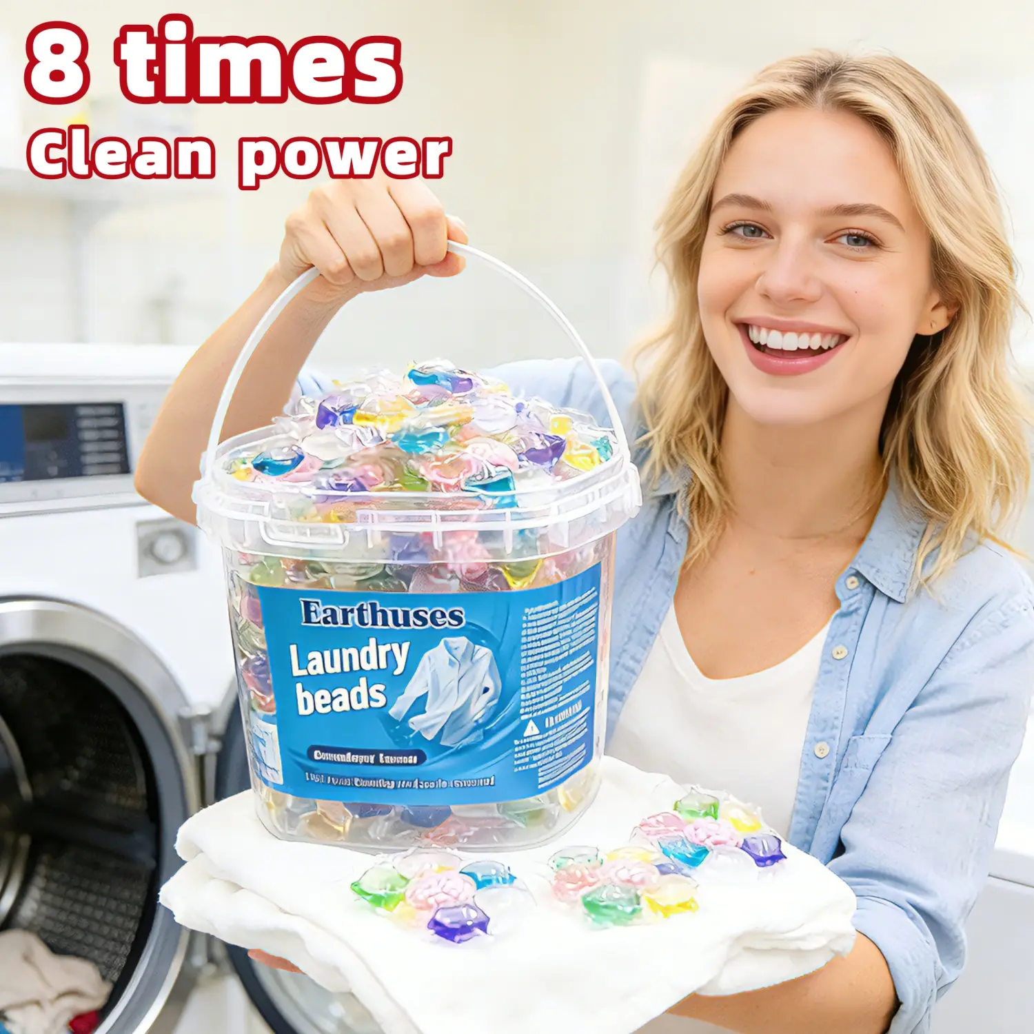 7-in-1 Concentrated Laundry Detergent Beads (590g) - Water-Soluble, Anti-Static, Deep-Cleaning Home Care Cleaner with Long-Lasting Fresh Fragrance