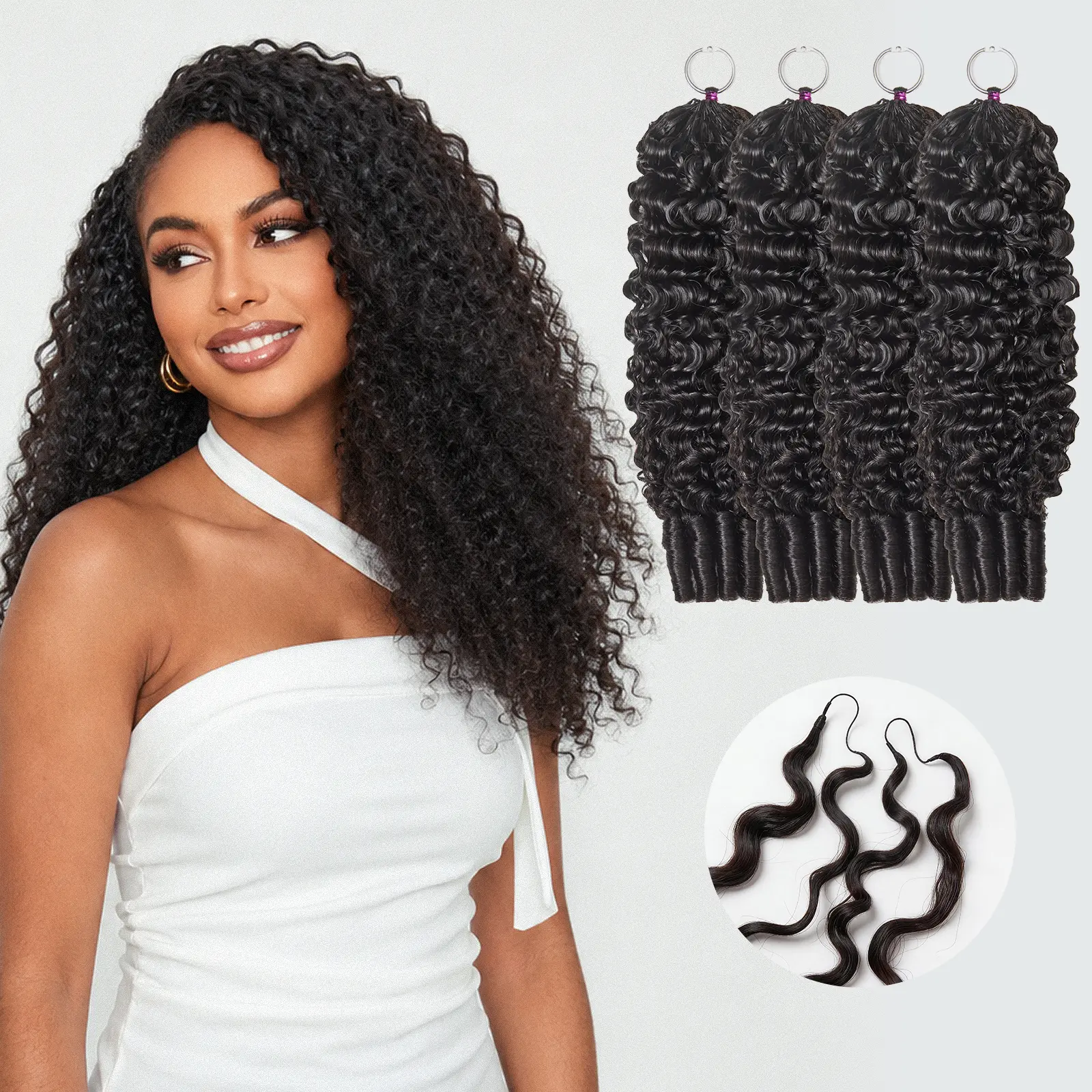 LUVME Feather Crochet Hair Readitress™ 100% Human Hair Pre-Separated Strands Miracle-Knots Boho Knotless Braids Mermaid Braids Lightweight Protective Style Kinky Straight/Burmese Curly/Wet and Wavy Beginner-Friendly #tiktokshopstockup