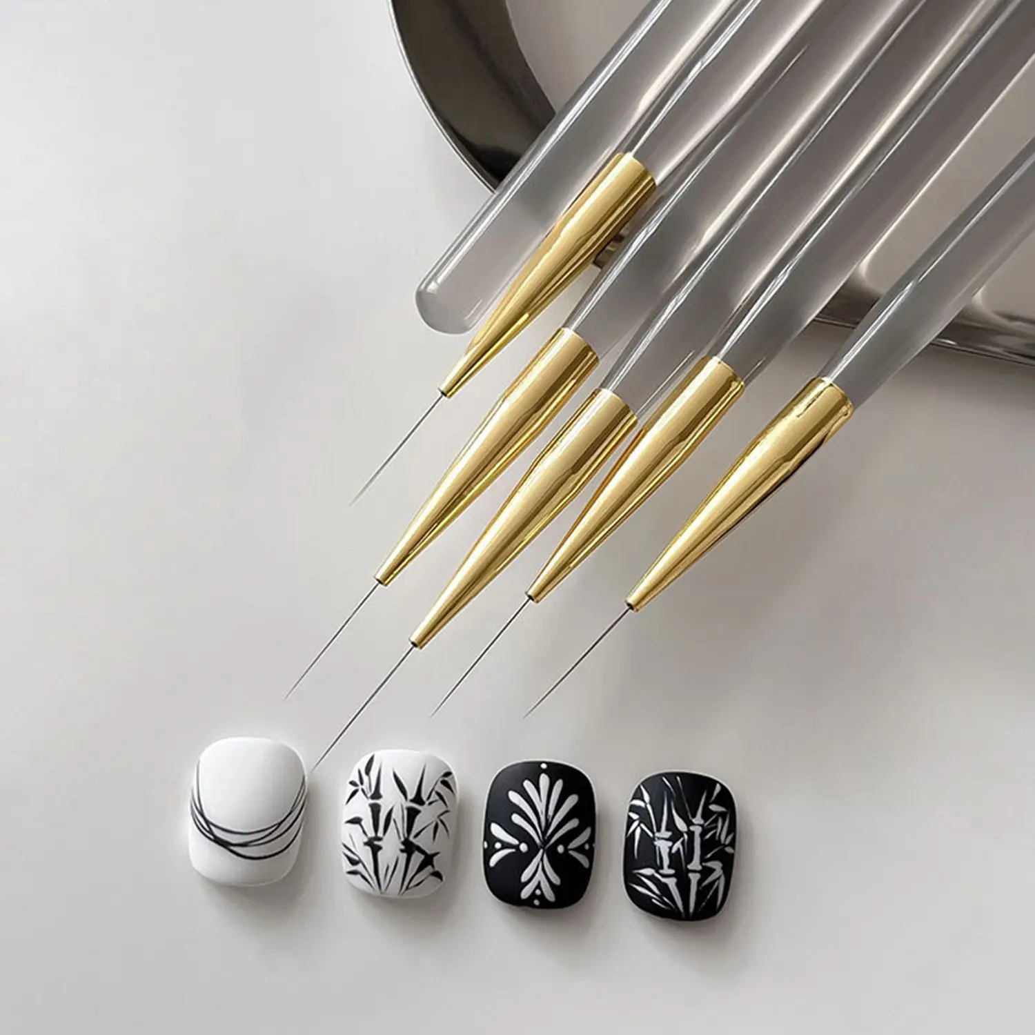 5-Pack Ultra-Fine Nail Art Liner Brushes, Drawing Pens for Precise Lines, Floral Effects, Gradient Designs, Essential Manicure Tools