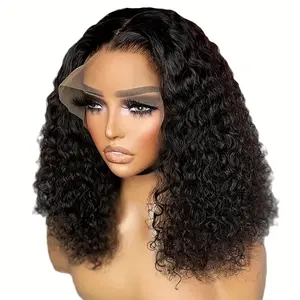 1pc Character Costume Wig, Wavy Natural Black Wig 16 Inches, Short Bob Wigs Deep Wave Rose Net Wigs Short Curly Bob Wig Glueless Machine Made Wigs Reusable, Work, Date, Concert, Role-Playing