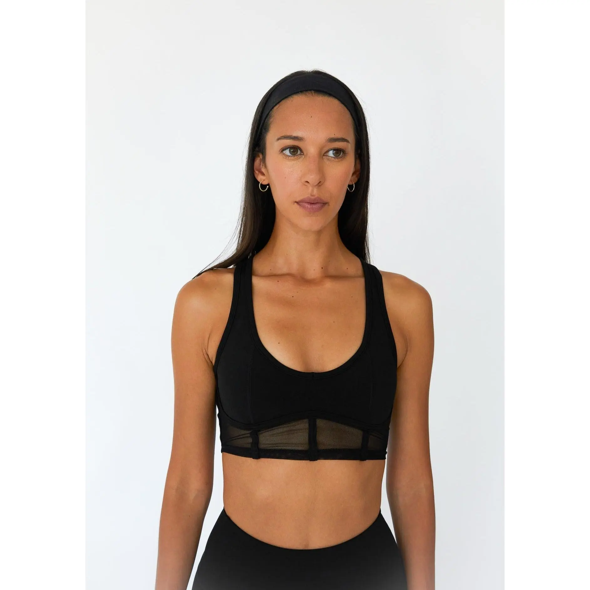 Mesh Compression Sports Bra in Onyx