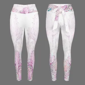 Pink Cactus Yoga Pants with waist tie