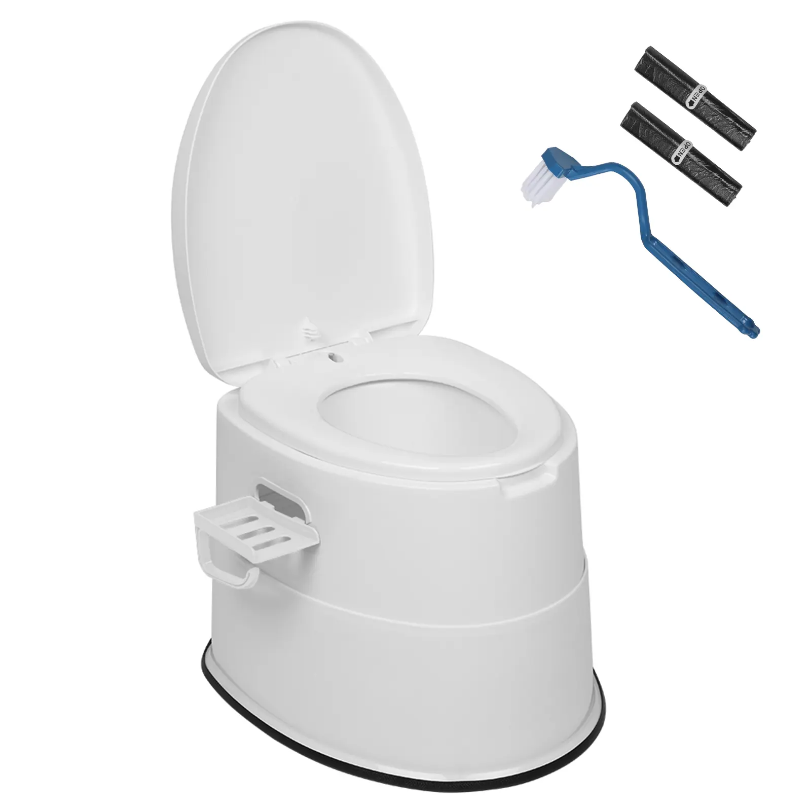 White with Toilet Brush & Trash Bags