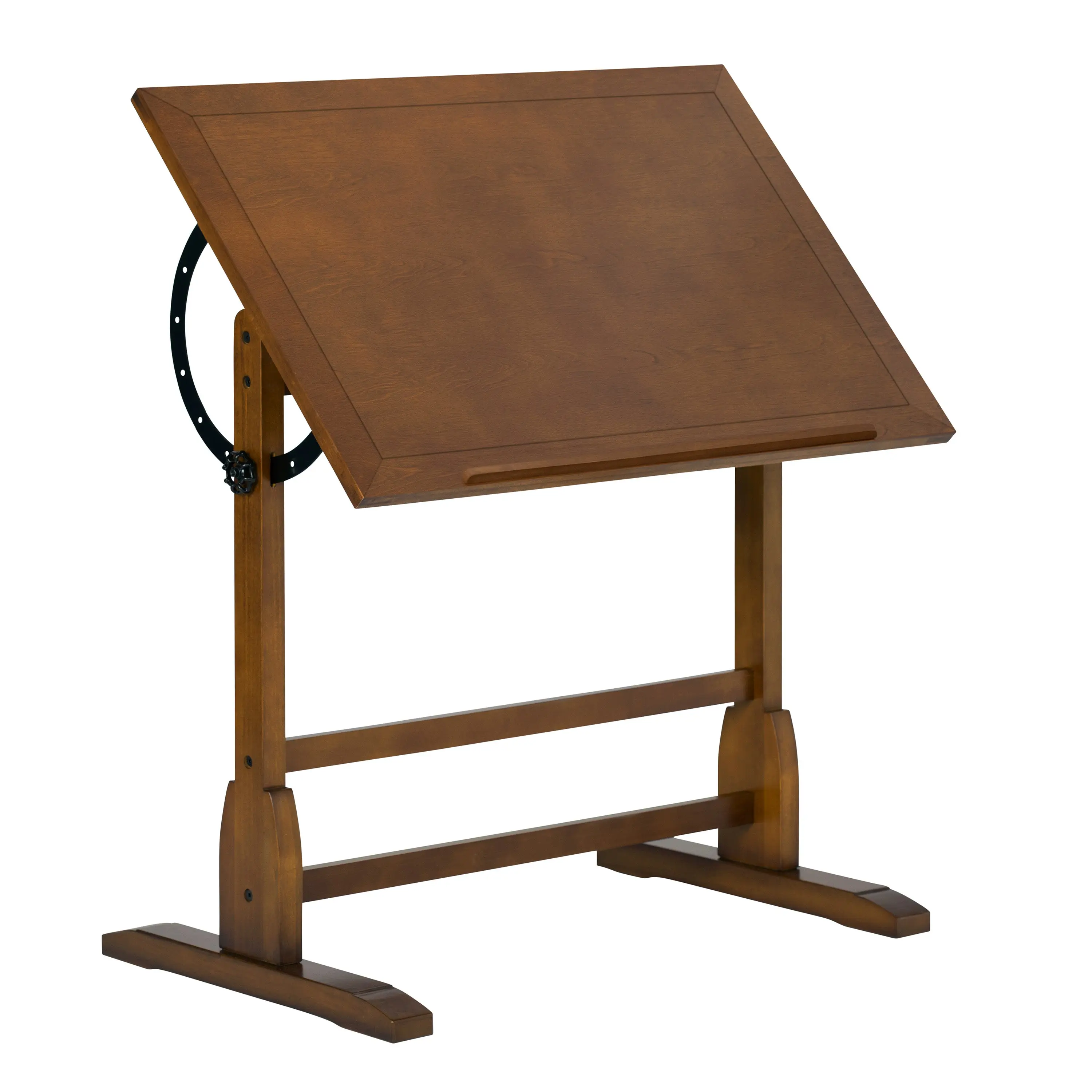 Vintage Solid Wood Drawing/Drafting Table with 36" x 24" Angle Adjustable Top, Rustic Oak 13304