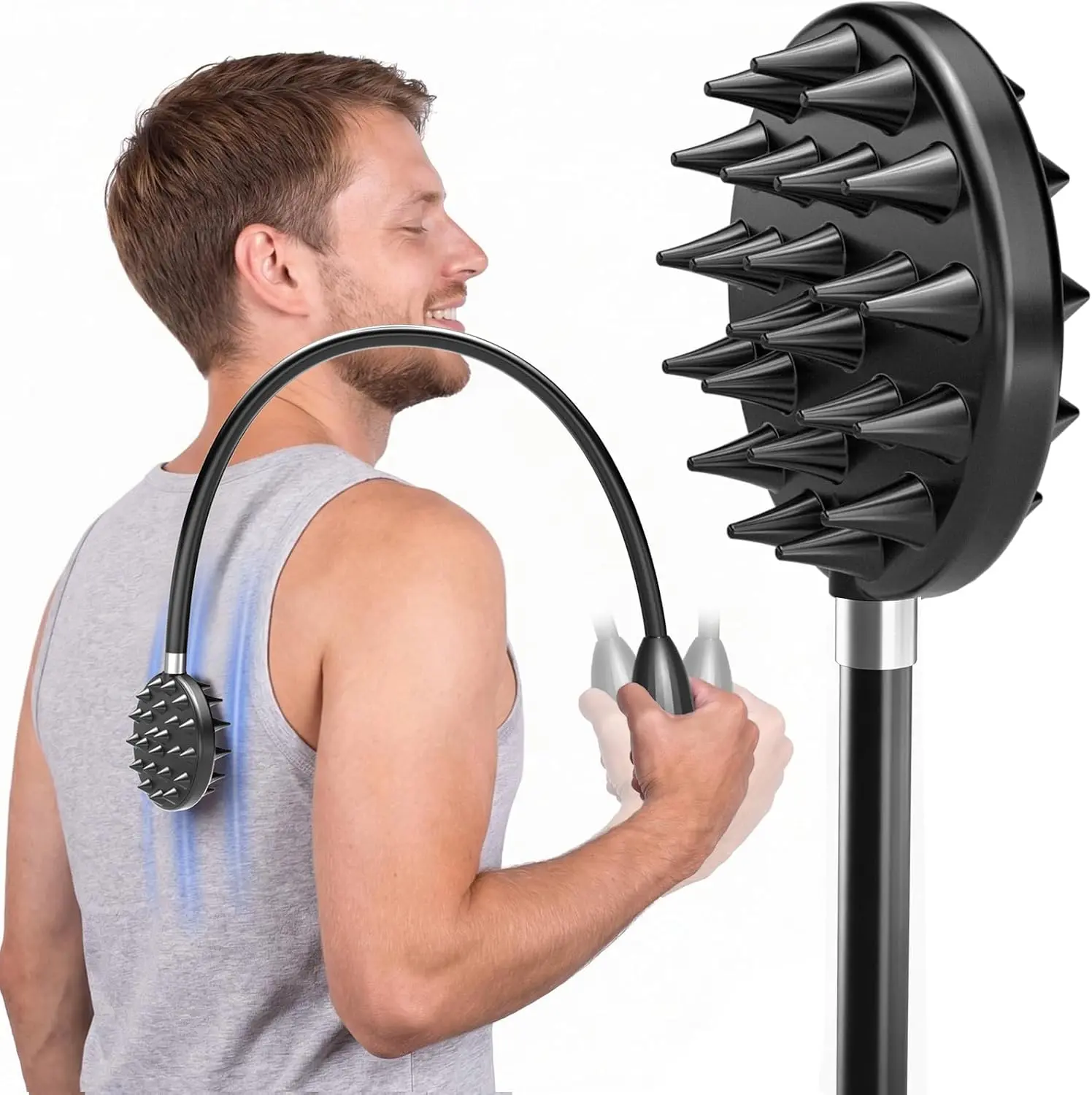 TUKUOS Curved Back Scratcher - Manual Massage Tool, 29.6in Extra Long Bendable Lightweight Portable Gentle Body Care Item for Adults, Dual-Sided Head for Deep Relief, Home Supplies for Office Shoulder, Mother's Day Gift, Sensitive Safe, 200G