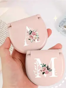 Flower Wreath Letters Sewing Tool Box With Pink Flower Initials, Letters A-Z, Perfect Gift For Beginners Sewing: 1 Portable Mini Sewing Set - Foldable, Diy Sewing Supplies And Accessories, Suitable For Travelers And Emergency Clothing Fixators