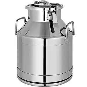 Father's Day Gift VEVOR 304 Stainless Steel Milk Can 20 Liter Milk Bucket Wine Pail Bucket 5.25 Gallon Milk Can Tote Jug with Sealed Lid Heavy Duty for Milk and Wine Liquid Storage