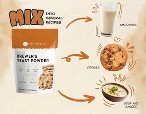 Kate Naturals Brewers Yeast Powder for Lactation Recipes & Nursing Moms. Debittered Brewer's Yeast for Lactation Cookies (12oz, Gluten Free, Non-GMO) Edible for Dogs & Ducks