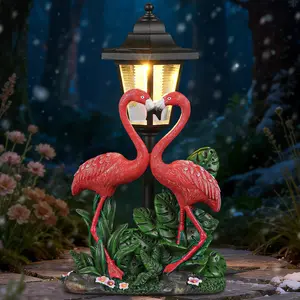 Solar Flamingo Garden Statue Light Outdoor Decor, Waterproof LED Yard Art Lantern, Patio Lawn Decoration, Mother's Day Gift for Mom Grandma Women