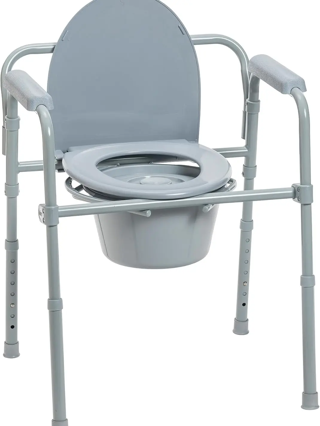 Drive Medical Folding Bedside Commode, Adjustable Height, Supports 350 lb