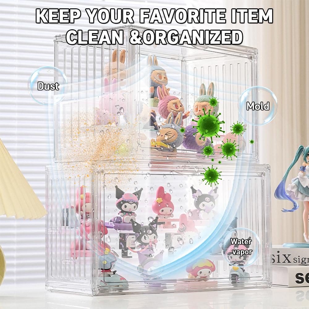 3-Tier Clear Acrylic Display Case, Stackable Dustproof Shelf Organizer for Figures, Anime, Jewelry, Cars & Collectibles pills organizer case Cordless Travel Vacuum Bag Set Stainless Steel Universal Cleaning Shovel Adjustable Acrylic Straw Holder