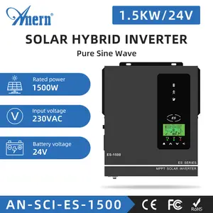 Anern 1KW/1.5K Off grid Hybrid Inverter with 40A MPPT Solar Controller DC 12V to 230V AC Maximum PV 150Vdc Pure Sine Wave Inverter # Solar # Solar Inverter Wave Power Inverter