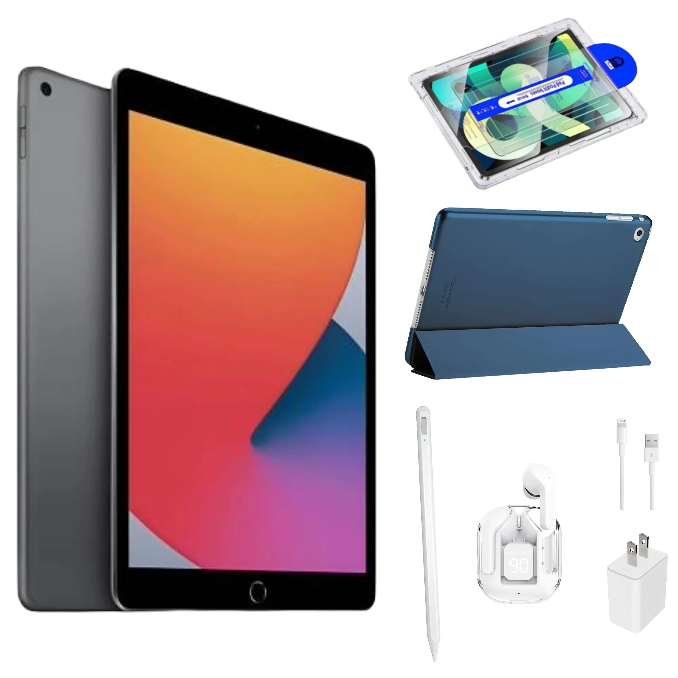Refurbished Apple iPad 8 8th Gen 32GB Wi-Fi 10.2" Space Gray 2020 Bundle with Headphones Case & Accessories | (Eco-Friendly Condition)