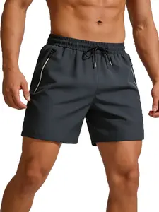 Men's Sporty Shorts, Ultra-Light Quick-Dry Breathable Summer Running Shorts with Pockets and Zipper, Fitness Training Shorts, Outdoor Beach Shorts