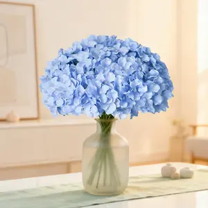 20 Pcs Blue Hydrangea Artificial Flowers Bulk, Faux Hydrangea Flower Heads, Silk Material, Ideal for Weddings & Home Decor