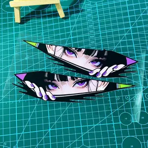 Peeking Eyes Girl Pattern Car Sticker, JDM Style Waterproof Multipurpose Car Decal, Universal Vinyl Decals for Motorcycle Fuel Tank, Helmet Box, Car Triangle Window, Rear Window, Electric Scooter