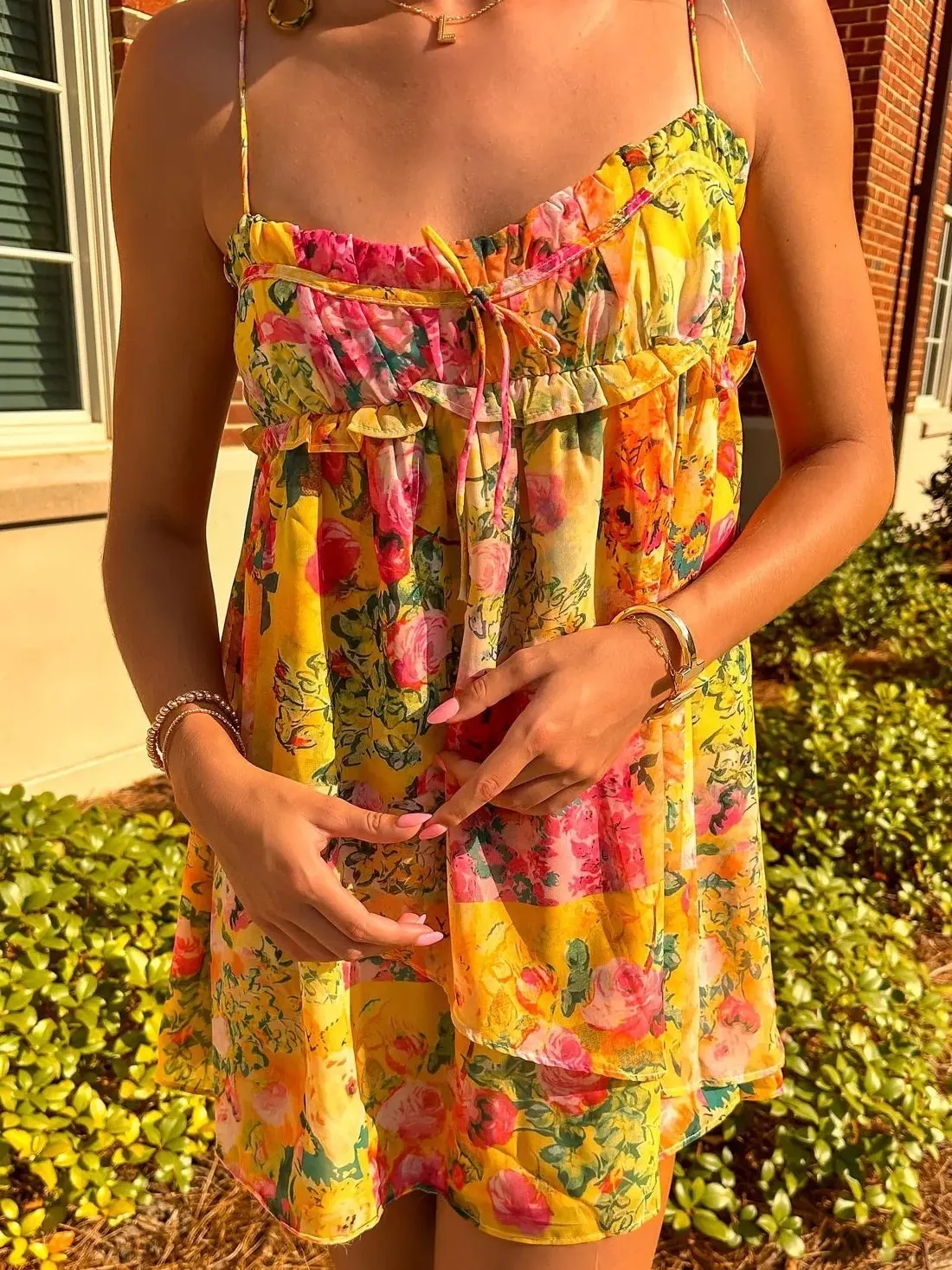 for love and lemons august mini dress yellow FOR LOVE & LEMONS August Mini Dress L (12-14)