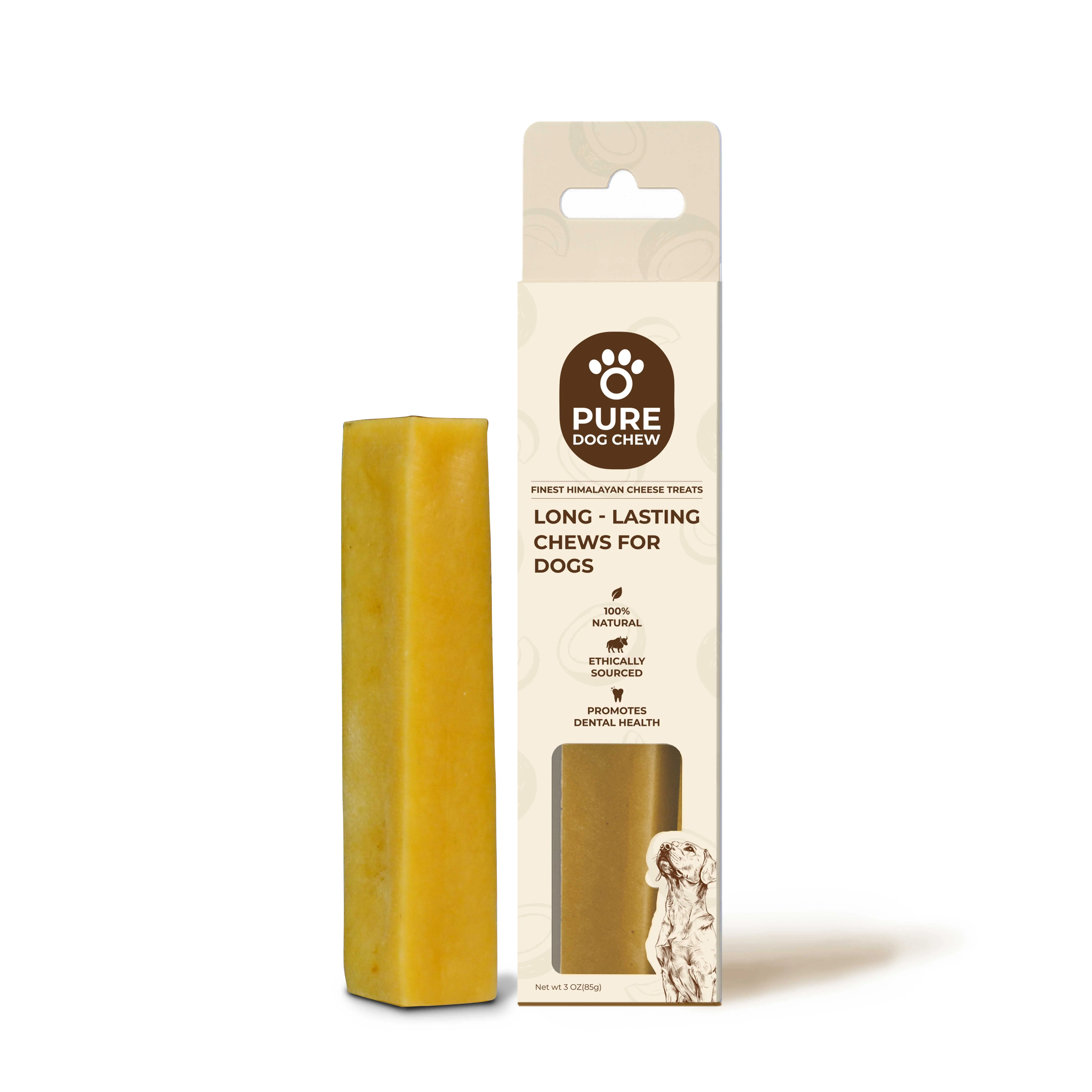 Pure Dog Chew Coconut Yak Cheese Healthy Chew 3 oz Natural Long-Lasting Himalayan Dog Treat with MCTs for Skin Health & Coat Support Remedy Chews