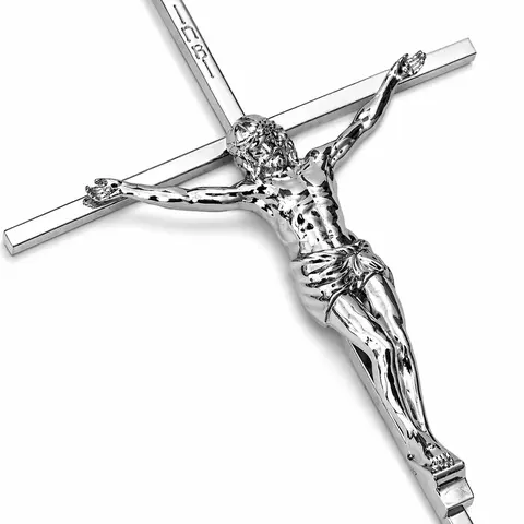 Silver Metal Crucifix 7" | Catholic Jesus Wall Cross for Home, Prayer, Funeral & Coffin Use | Durable Silver-Plated Alloy Religious Cruz for Devotion & Protection