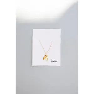 Gold Chain + Rectangle Stamped Initial Pendant