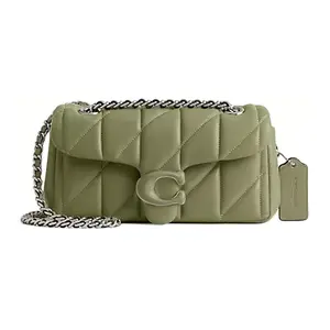 Coach Tabby 20 Quilted Chevron Flap Crossbody Bag for Women in Moss Green Napa Leather