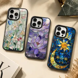 Stained Glass Inspired Floral iPhone Case Fashionable Women's Smartphone Cover for Girls Compatible With iPhone 17 16 15 14 13 12 11 Pro Max Plus Air Series