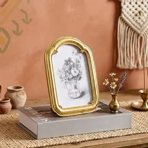 Resin Material Silver Color Frame Curved Door Decorative Photo Frame, Simple Home Desktop Decoration, Bedroom Office Use