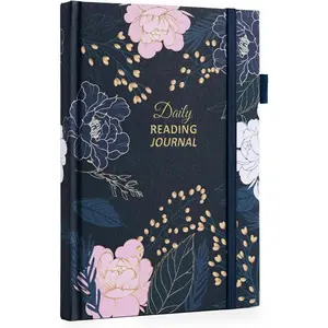Reading Journal for Book Lovers - 75 Book Journal Reading Log for Book Tracking, A5 Linen Book Review Journal with TBR Tracker List, Ratings, Challenges, Prompts, and Index - Peony
