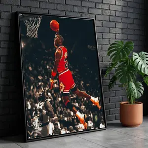 Michael Jordan Dunking Art Sports Legend, Home Gym Decor