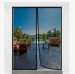 Magnetic Closure Screen Door for 62"x81" French Door Sliding Door Pet and Dog Friendly, Durable Fiberglass Mesh Double Door Screen Mesh Retractable Curtain, Keep Bugs. Mosquito Out, Fly Screen