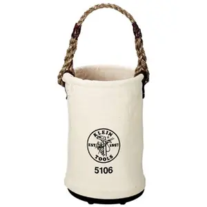 KLEIN TOOLS Round Straight-Wall Buckets - 9 in, with Pockets, Round Form Organizer for Hardware Storage