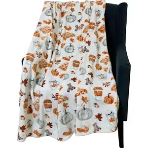 Fall Throw Blanket Soft Fleece: Pumpkin Spice And Everything Nice With Books Wraps Coffees Lattes Pumpkins Pies,Comfortable Decor Blanket Men Women Boys Girls Halloween Birthday Fan Gifts