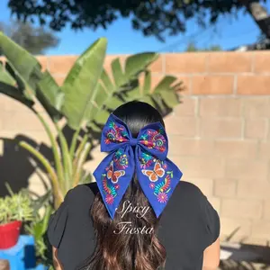 Embroidered Monarch Butterfly  Hair Bow- Moño bordado