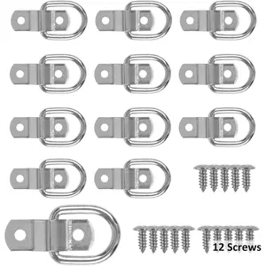 12 Pack D Rings Tie Down Anchors Hooks Heavy Duty 1/4" Trailer Anchor Lashing Rings 2400 lbs, Bracket Hooks Kit for SU,Camper,Van,,, ()